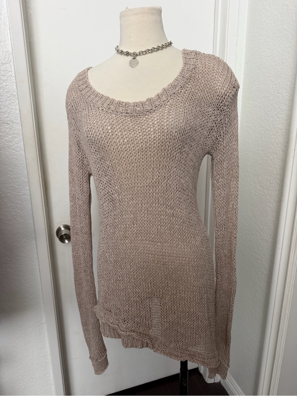 Light Taupe Asymmetric Knit Tunic